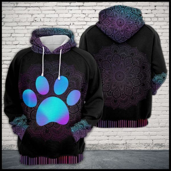 Dog Pawprint Zen Pattern 3D Printed Hoodie/Zipper Hoodie