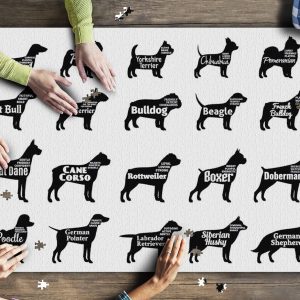Dog Silhouettes With Breeds Written? Jigsaw Puzzle Set