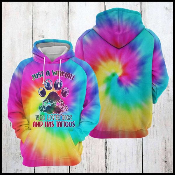 Dog Tattoo Tie Dye 3D Printed Hoodie/Zipper Hoodie