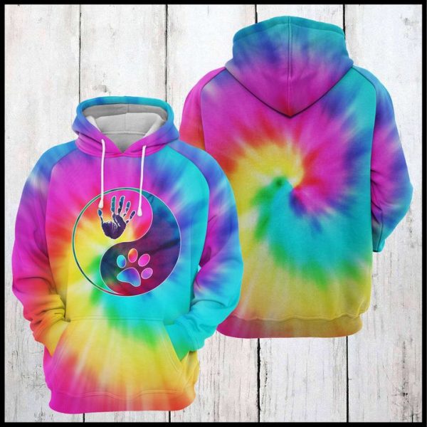 Dog Yinyang Tie Dye 3D Printed Hoodie/Zipper Hoodie