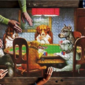 Dogs Playing Cards Jigsaw Puzzle Set