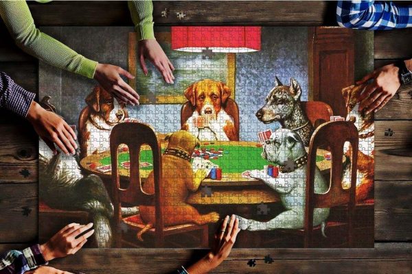 Dogs Playing Cards Jigsaw Puzzle Set