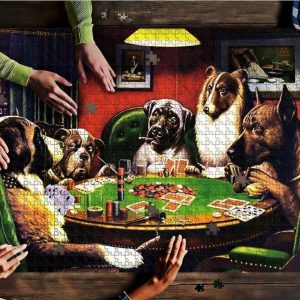 Dogs Playing Cards Jigsaw Puzzle Set