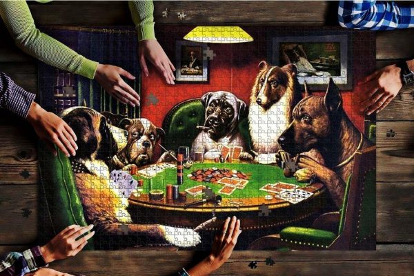 Dogs Playing Cards Jigsaw Puzzle Set