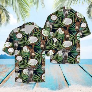 Donkeys Coconut Tropical Hawaiian Shirt Summer Button Up
