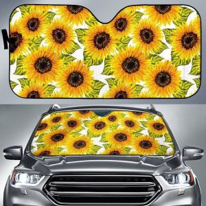 Doodle Sunflower Car Auto Sun Shade
