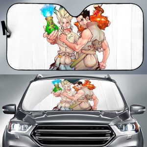 Dr Stone Funny Senku And Taiju Anime Car Auto Sun Shade