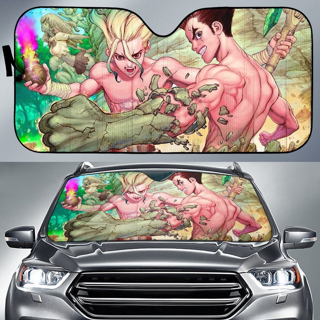 Dr Stone Senku & Taijus Anime Car Auto Sun Shade Dr Stone Senku & Taijus Anime Car Auto Sun Shade