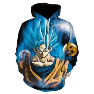 Dragon Ball Outbreak Goku Transformation Blue Hair Long Outerwear New 3D Printed Hoodie/Zipper Hoodie