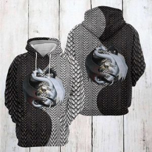 Dragon Black And White 3D Printed Hoodie/Zipper Hoodie