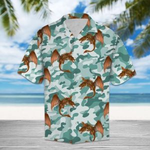 Dragon Camo Hawaiian Shirt Summer Button Up