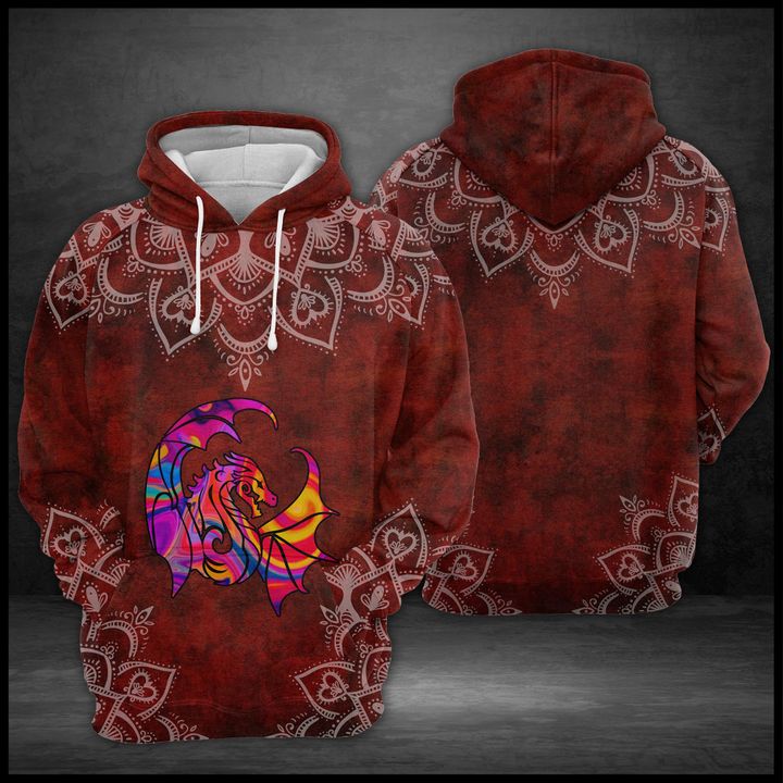 Dragon Red Mandala 3D Printed Hoodie/Zipper Hoodie Dragon Red Mandala 3D Printed Hoodie/Zipper Hoodie