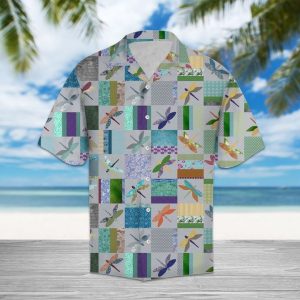 Dragonfly Color Pattern Hawaiian Shirt Summer Button Up
