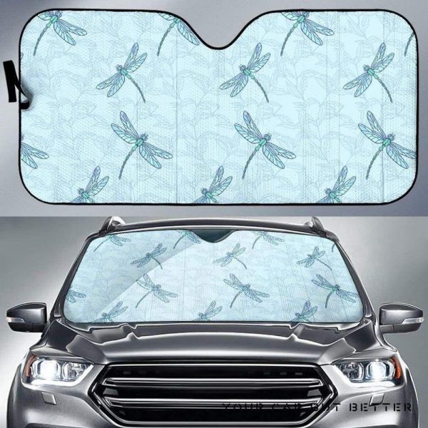 Dragonfly Pattern Blue Car Auto Sun Shade