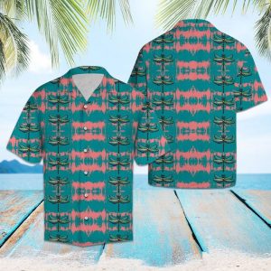 Dragonfly Pink Brushstroke Hawaiian Shirt Summer Button Up