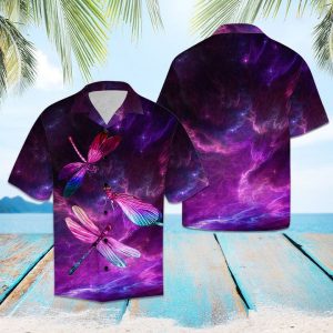 Dragonfly Purple Light Hawaiian Shirt Summer Button Up