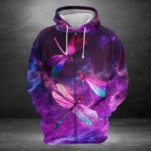 Dragonfly Purple Sky 3D Printed Hoodie/Zipper Hoodie