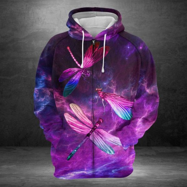 Dragonfly Purple Sky 3D Printed Hoodie/Zipper Hoodie