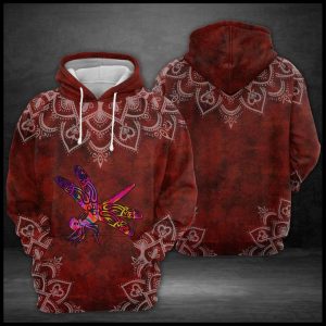 Dragonfly Red Mandala 3D Printed Hoodie/Zipper Hoodie