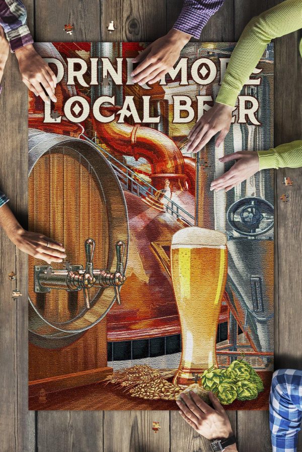 Drink More Local Beer Brewery Scene Jigsaw Puzzle Set