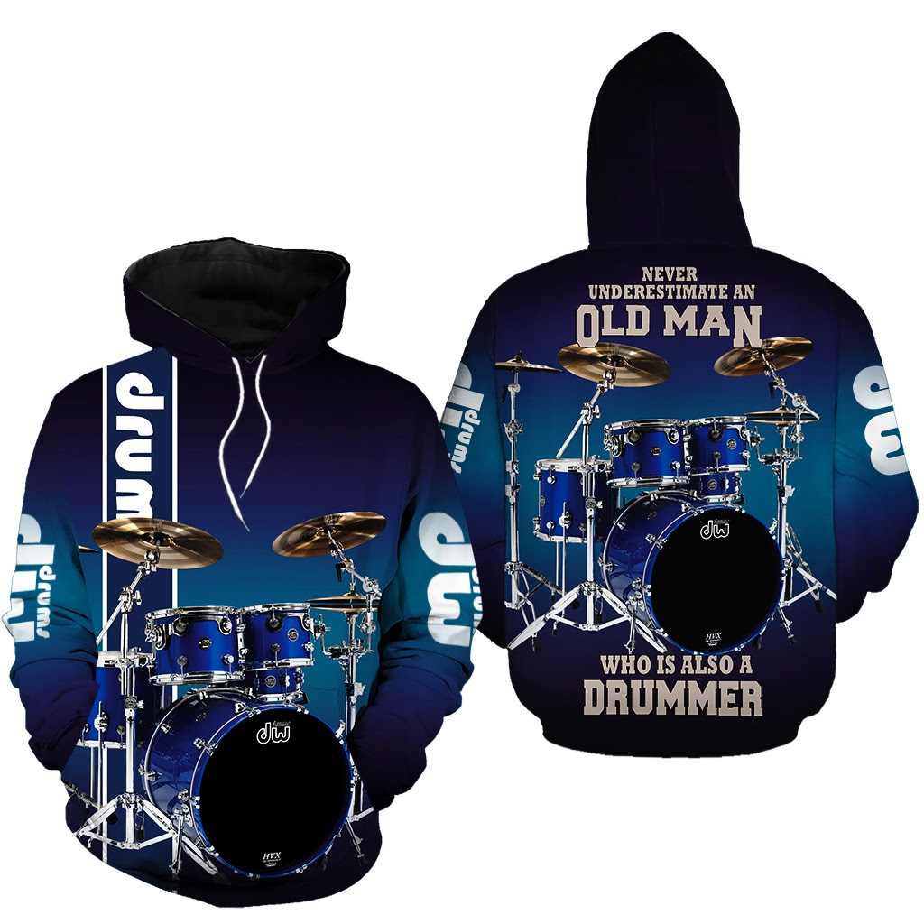 Drums Never Underestimate An Old Man Drumer 3D Printed Hoodie/Zipper Hoodie Drums Never Underestimate An Old Man Drumer 3D Printed Hoodie/Zipper Hoodie
