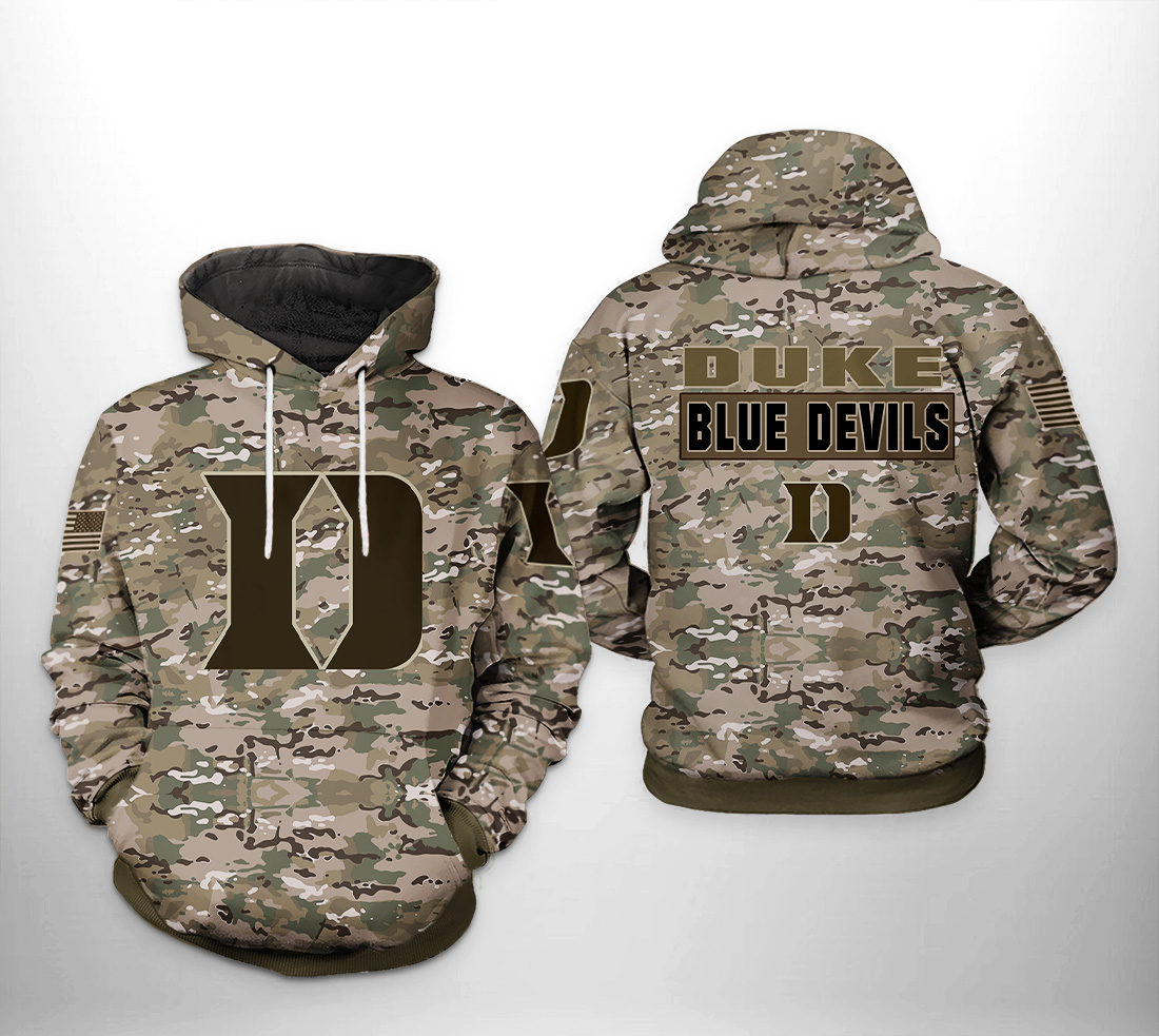 Duke Blue Devils NCAA Camo Veteran 3D Printed Hoodie/Zipper Hoodie Duke Blue Devils NCAA Camo Veteran 3D Printed Hoodie/Zipper Hoodie