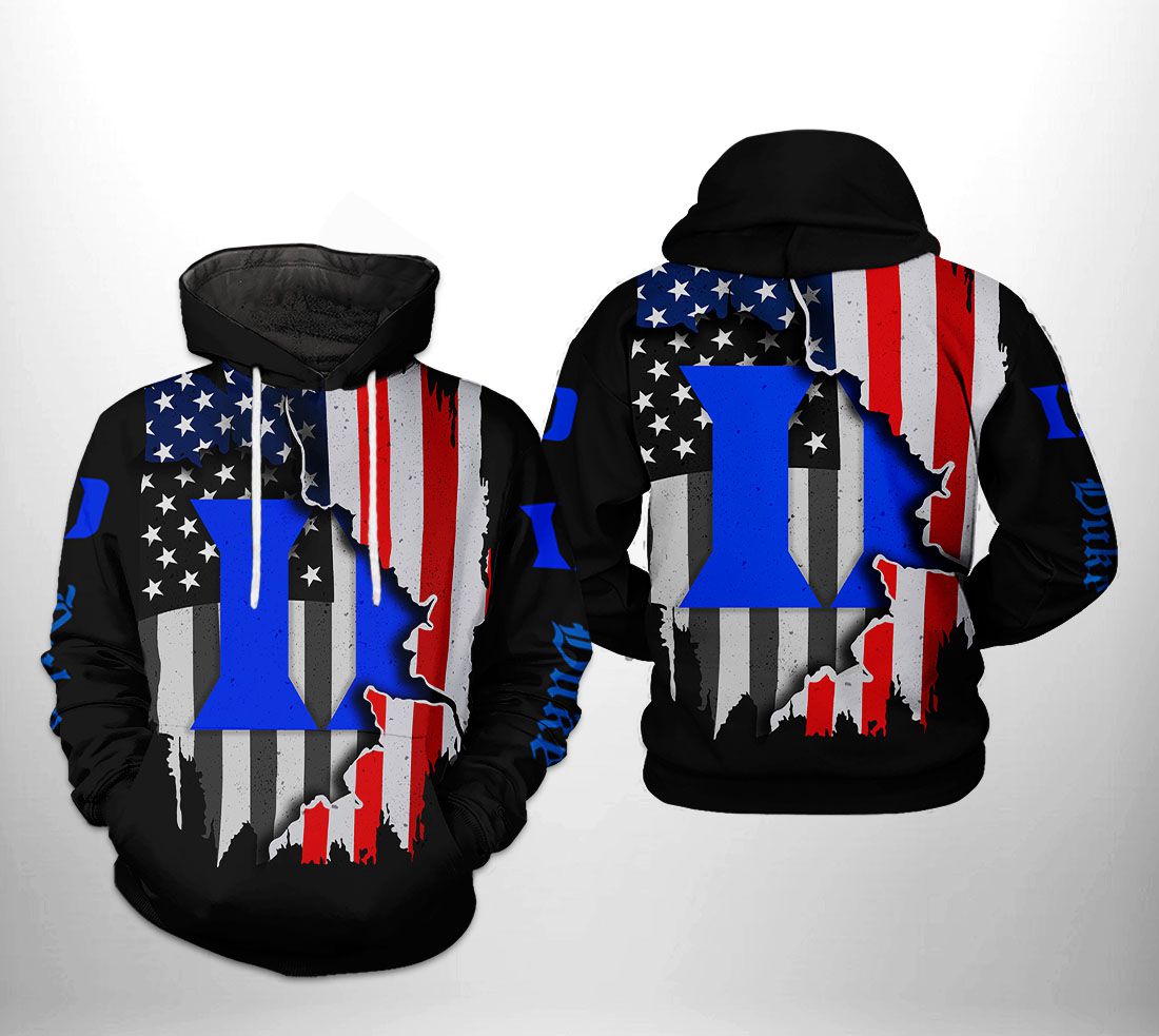 Duke Blue Devils NCAA US Flag 3D Printed Hoodie/Zipper Hoodie Duke Blue Devils NCAA US Flag 3D Printed Hoodie/Zipper Hoodie