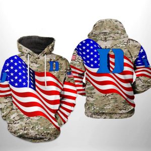 Duke Blue Devils NCAA US Flag Camo Veteran 3D Printed Hoodie/Zipper Hoodie