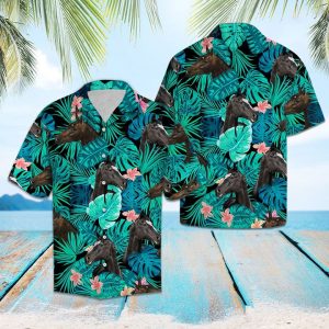 Dutch Warmblood Green Tropical Hawaiian Shirt Summer Button Up