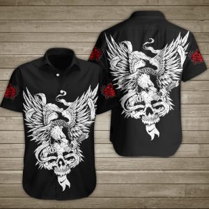 Eagle And Skull Hawaiian Shirt Summer Button Up