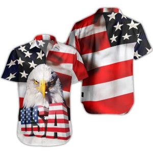 Eagle Usa Flag Hawaiian Shirt Summer Button Up
