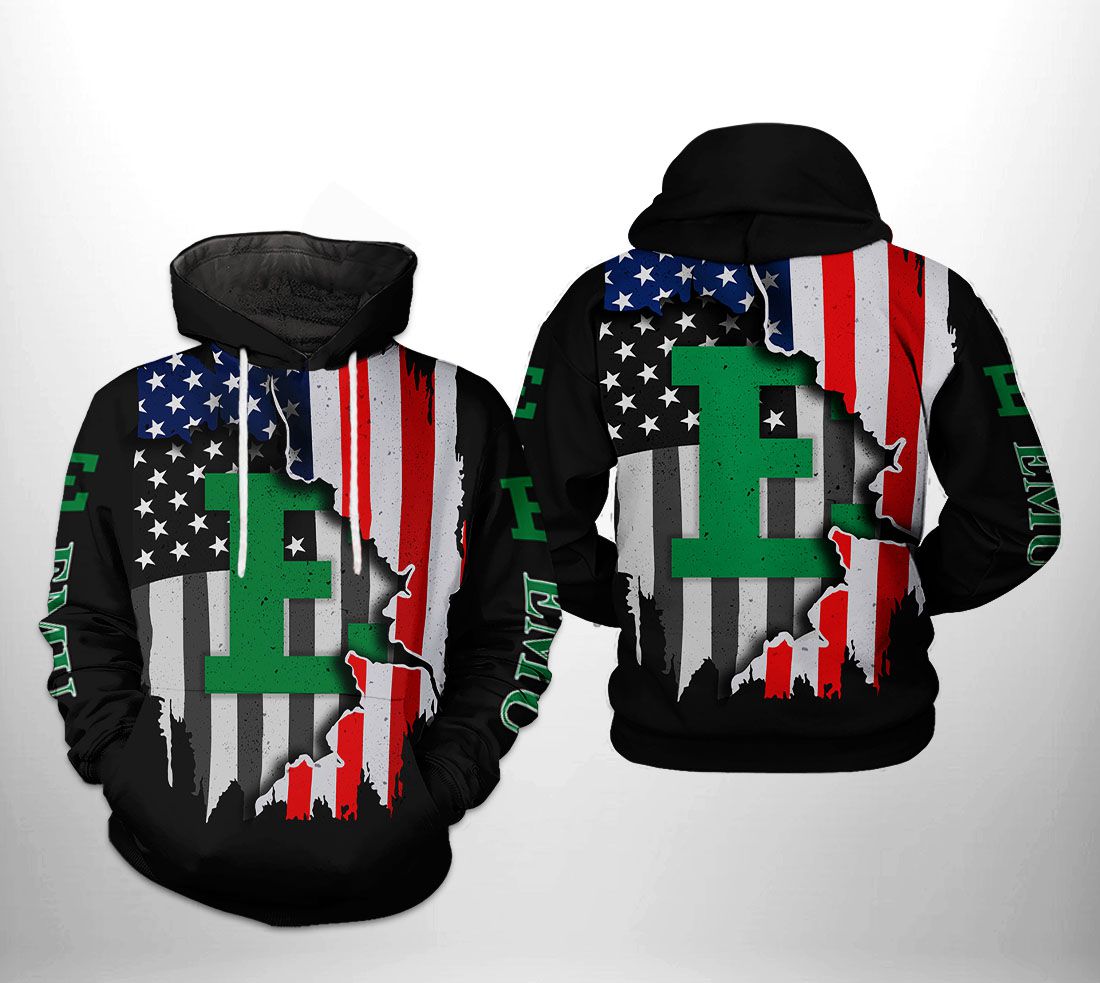 Eastern Michigan Eagles NCAA US Flag 3D Printed Hoodie/Zipper Hoodie Eastern Michigan Eagles NCAA US Flag 3D Printed Hoodie/Zipper Hoodie