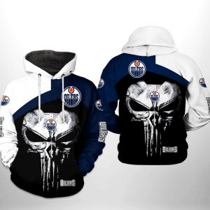Edmonton Oilers NHL Skull Punisher 3D Printed Hoodie/Zipper Hoodie