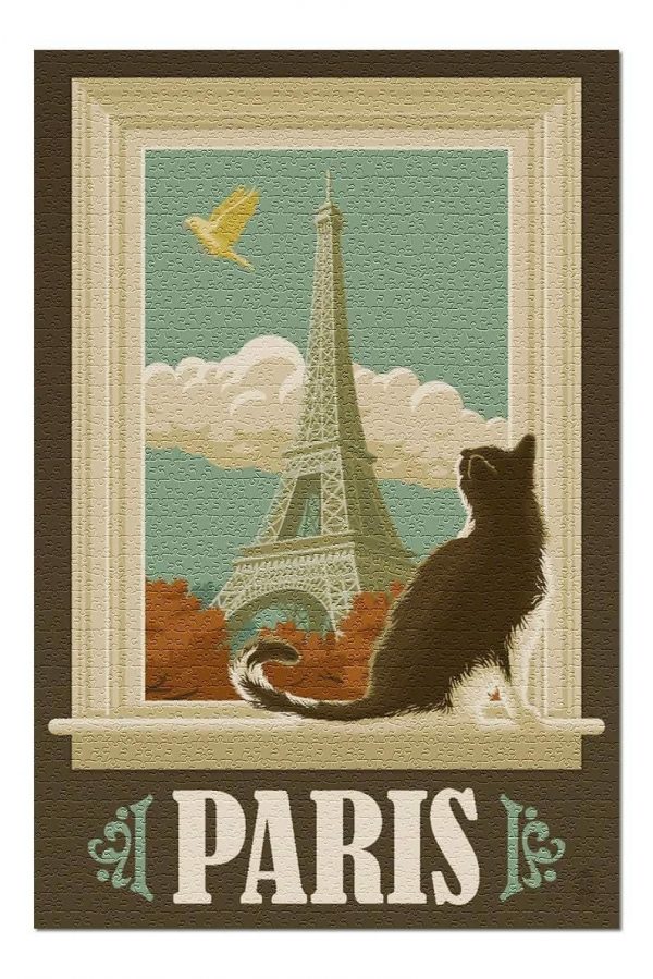Eiffel Tower And Cat Jigsaw Puzzle Set