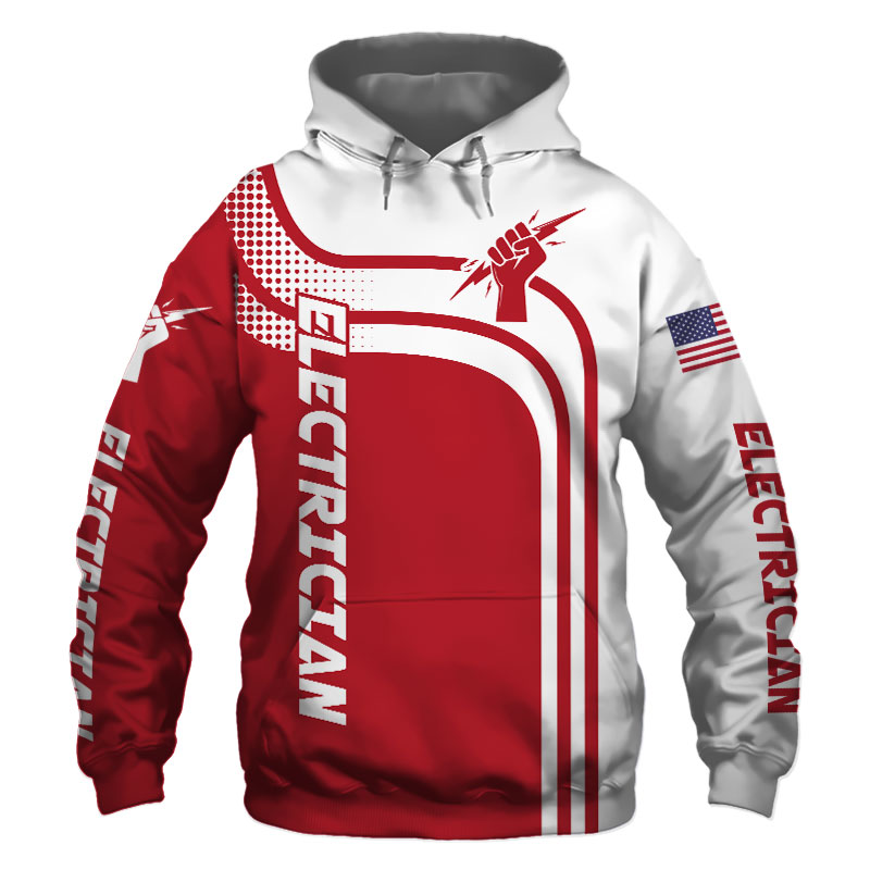 Electrician Red US Flag 3D Printed Hoodie/Zipper Hoodie Electrician Red US Flag 3D Printed Hoodie/Zipper Hoodie