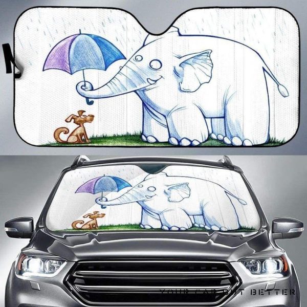 Elephant And Dog Car Auto Sun Shade