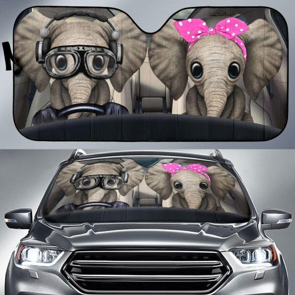 Elephant Driver Funny Car Auto Sun Shade