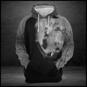 Elephant Family 3D Printed Hoodie/Zipper Hoodie