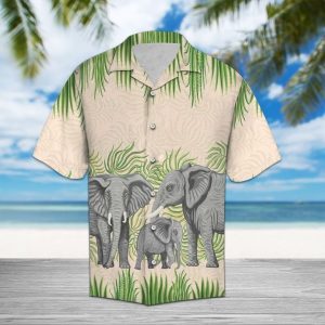 Elephant Family Hawaiian Shirt Summer Button Up