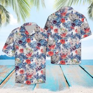 Elephant Hibiscus Flower Hawaiian Shirt Summer Button Up