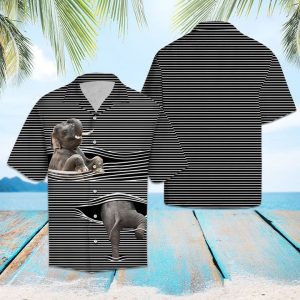 Elephant Line Hawaiian Shirt Summer Button Up