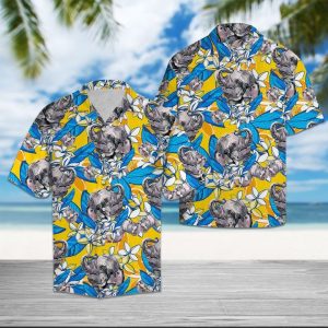 Elephant Plumeria Flowers Hawaiian Shirt Summer Button Up