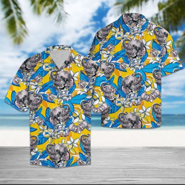 Elephant Plumeria Flowers Hawaiian Shirt Summer Button Up