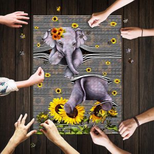 Elephant Sunflower Jigsaw Puzzle Set