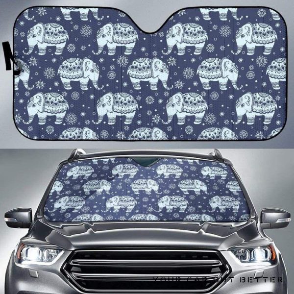 Elephant Tribal Pattern Car Auto Sun Shade