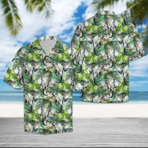 Elephant Tropical Palm Leaves Hawaiian Shirt Summer Button Up
