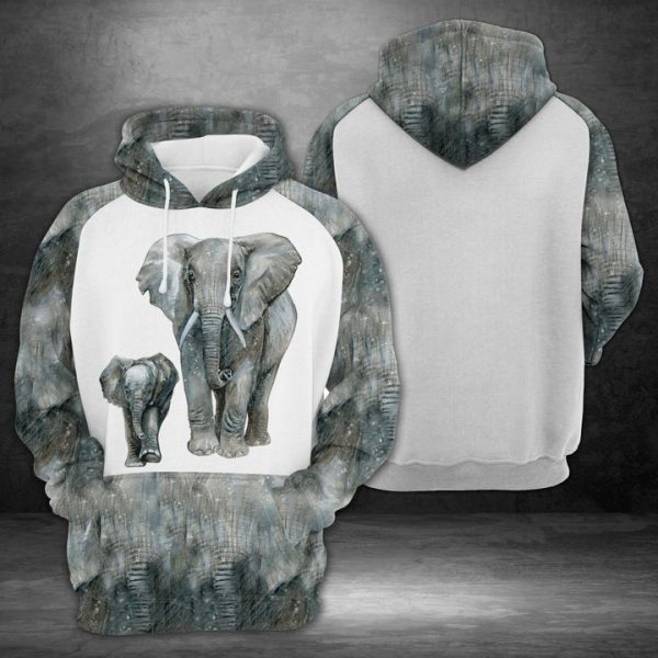 Elephant With Little Baby 3D Printed Hoodie/Zipper Hoodie