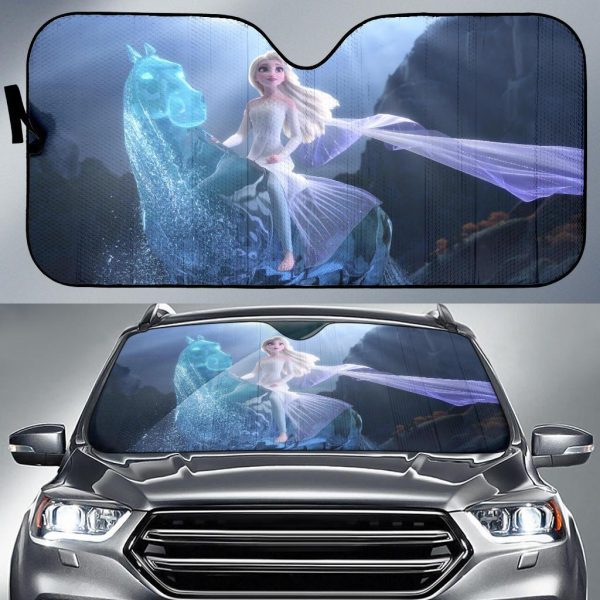 Elsa And Horse Frozen Cartoon Car Auto Sun Shade