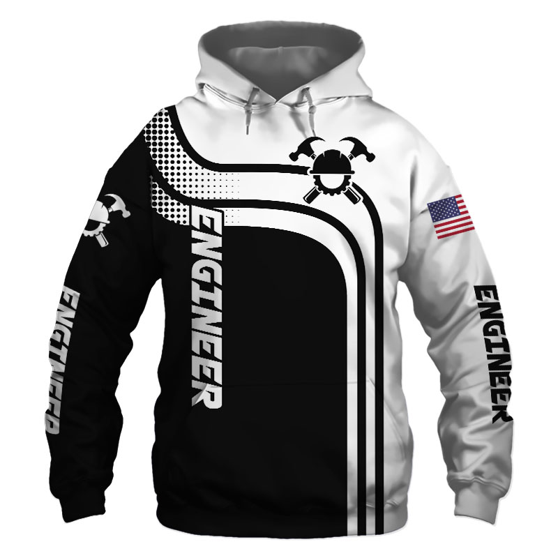 Engineer Black US Flag 3D Printed Hoodie/Zipper Hoodie Engineer Black US Flag 3D Printed Hoodie/Zipper Hoodie