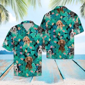 English Setter Tropical Hawaiian Shirt Summer Button Up